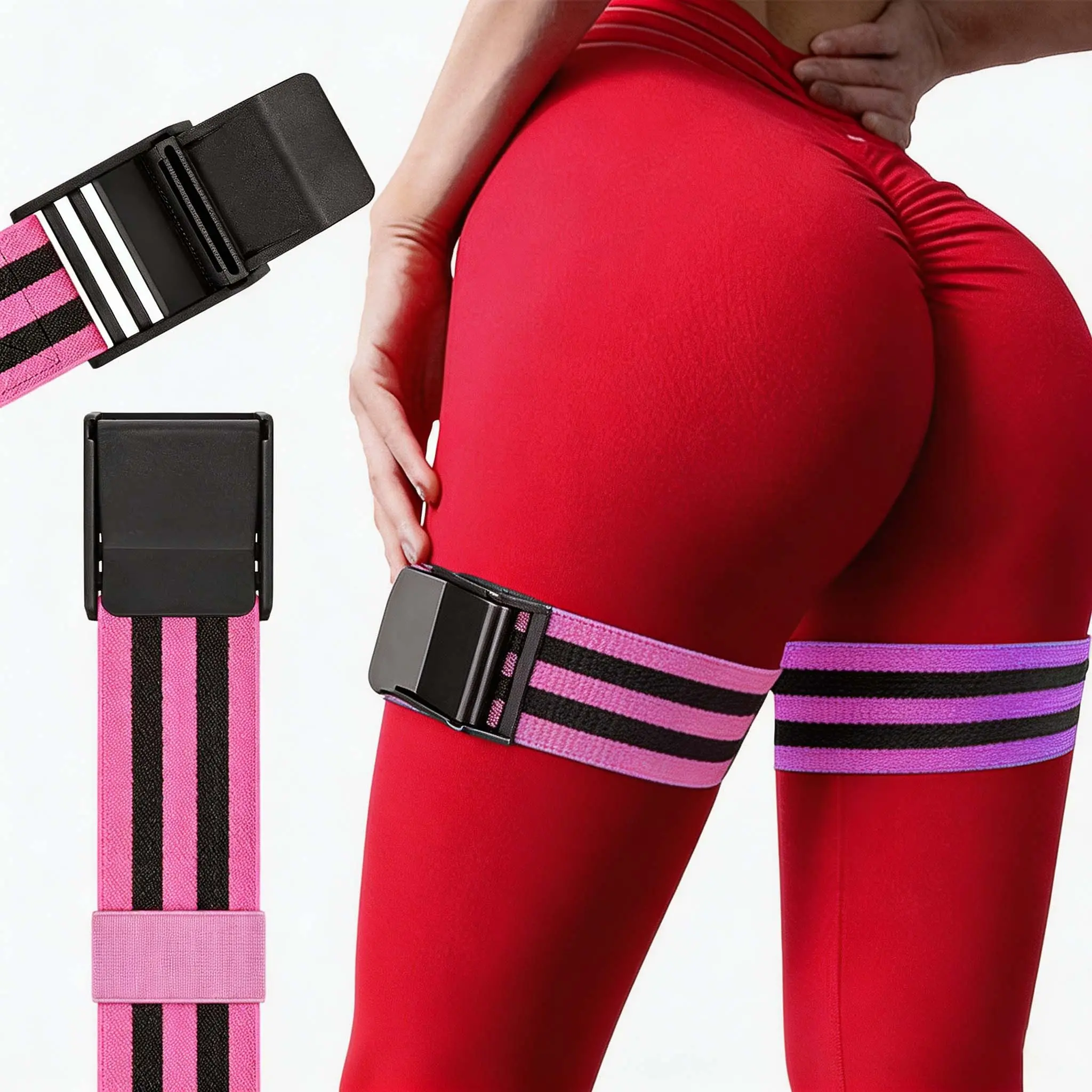Booty Bands, Blood Flow Restriction Bands for Women/Men, Adjustable BFR Training Bands for Glutes & Hip Building, Occlusion Resistance Bands