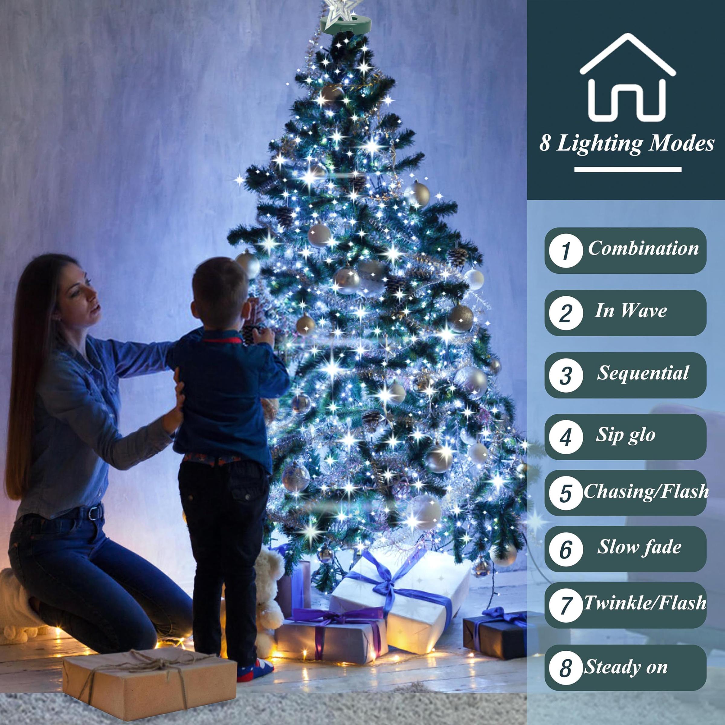 280-400 LED Christmas Tree Lights, 8 Modes, 6.56ft String Light Set, Indoor Outdoor Decoration, Remote Control, Memory & Timer Function