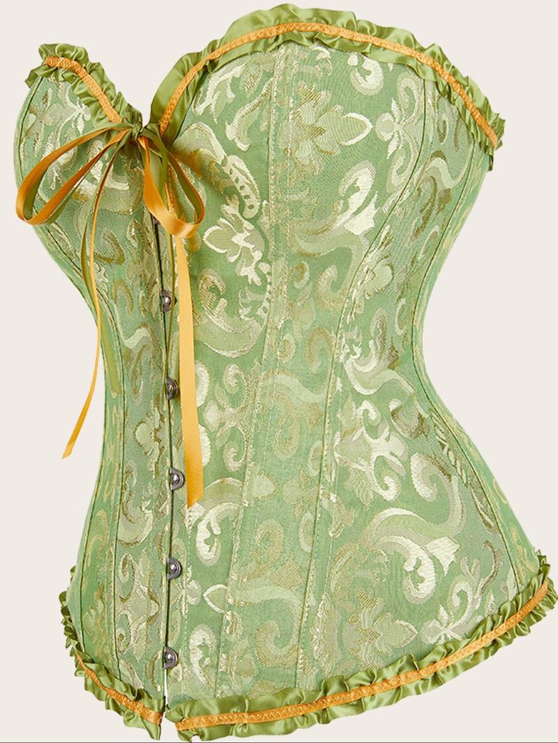 Women's Patchwork Print Jacquard Corset, Elegant Push Up Bust Shapewear Top, Fashionable Shapewear for Women, Corset Waist Shaper