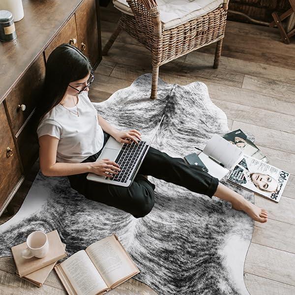 Lochas Faux Cowhide Rug Premium 100% Polyester Soft Comfortable Durable Easy To Clean Western Style Home Decor Mat For Living Room & Bedroom Lochas Faux Cowhide Rug Premium 100% Polyester Soft Comfortable Durable Easy To Clean Western Style Home Decor Mat For Living Room & Bedroom