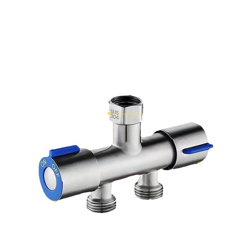 Household tap water faucet one inlet two outlets three-way water splitter, 4-point universal interface double-headed diverter valve, garden irrigation hose adapter labor-saving accessory