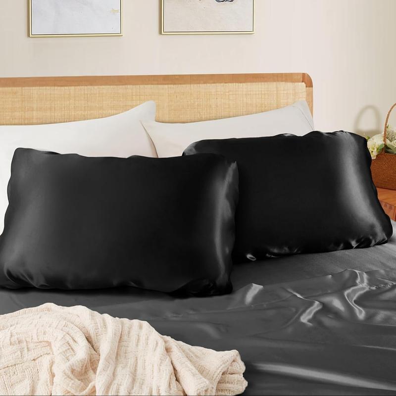 Solid Color Satin Pillowcase, Soft Pillow Cover, Pillow Protector for Home Bedroom & Travel, Bedding Supplies