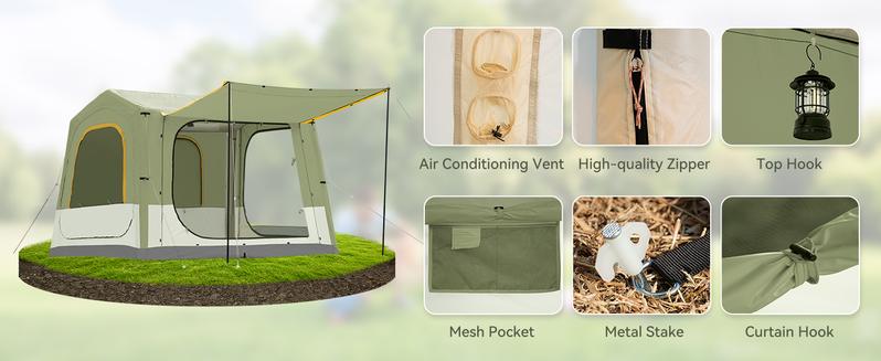 Lilypelle Inflatable Camping Tent with Pump, Glamping Tents for 6-8 People, Easy Setup 4 Season Waterproof Windproof Outdoor Blow Up Tent, Luxury Cabin Tent with Mesh Windows & Doors Lilypelle Inflatable Camping Tent with Pump, Glamping Tents for 6-8 People, Easy Setup 4 Season Waterproof Windproof Outdoor Blow Up Tent, Luxury Cabin Tent with Mesh Windows & Doors