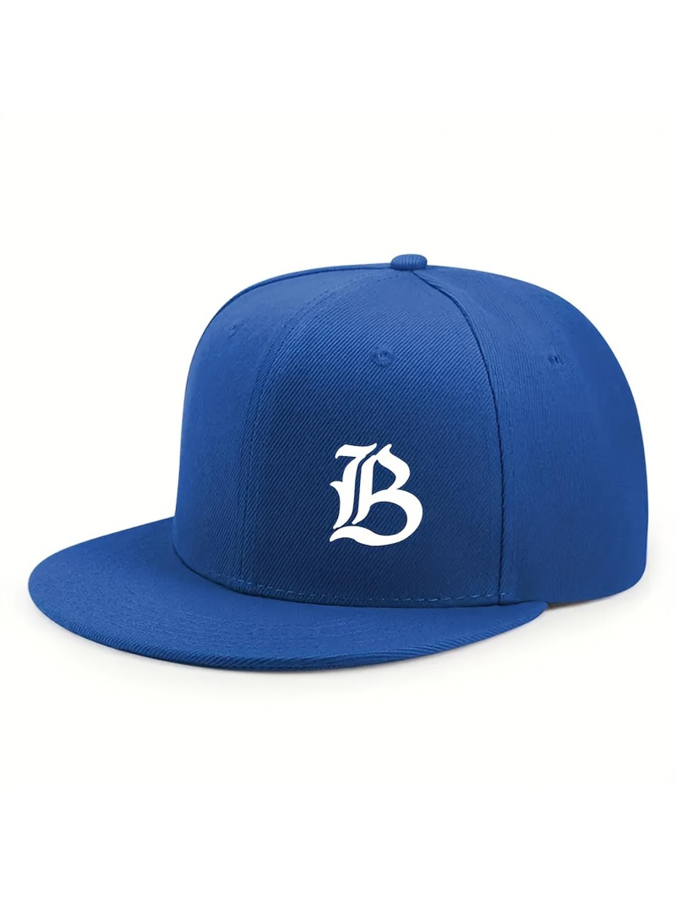 Woven Fabric.Urban Streetwear Baseball Cap for Men & Women - Flat-Brimmed Sun Hat with Bold 'B' Logo