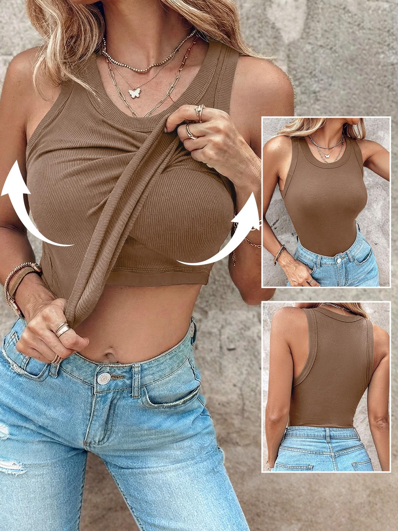 Ribbed Sports Tank Top with Backless Design, Sleeveless Style for All Seasons, Slim-Fitting with Organic Textile Yoga Sports Vest