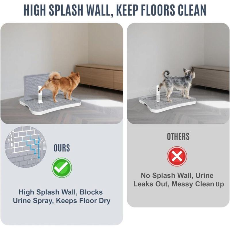 Leak-proof puppy urine pad holder and training station, heavy-duty indoor dog toilet system, easy to clean, suitable for puppies and adult dogs toilet training, center column design dog urine pad bracket, with training tray stable and leak-proof