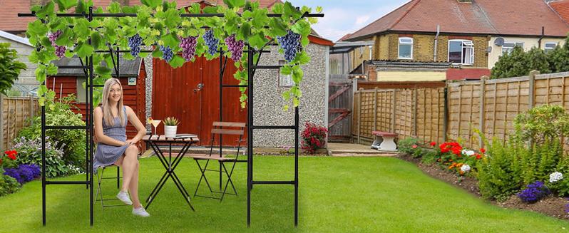 Lilypelle Large Outdoor Garden Arch Trellis, 87" H x 118" L x 79" W Large Tall Grape Vine Support, Arch Arbor Trellis Plastic-Coated Metal Vine Trellis, for Climbing Plants Vineyard Patio Lawn Yard Garden Decoration Lilypelle Large Outdoor Garden Arch Trellis, 87" H x 118" L x 79" W Large Tall Grape Vine Support, Arch Arbor Trellis Plastic-Coated Metal Vine Trellis, for Climbing Plants Vineyard Patio Lawn Yard Garden Decoration