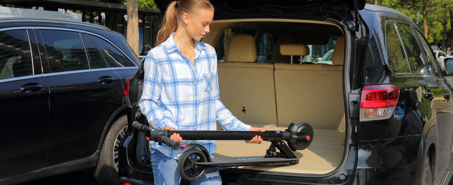 CAROMA Folding Adult Electric Scooter, 15 Mile Range, 15.5 MPH Top Speed, 6.5-Inch Solid Tires for Adults and Teens