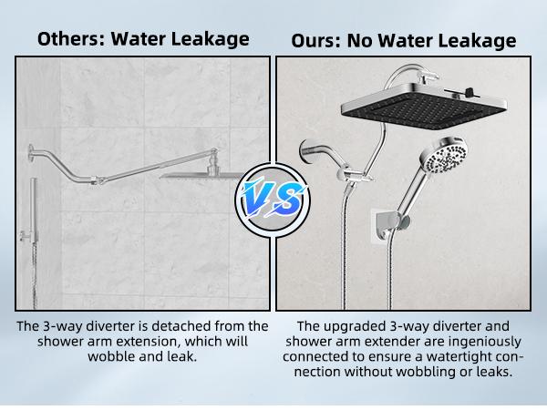 Hibbent Upgraded 5-spray 13'' Shower Head, High Pressure Rainfall Shower Head, Dual Showerhead Combo with 10-mode Handheld Spray, 12'' Adjustable Extension Arm, 71'' Hose