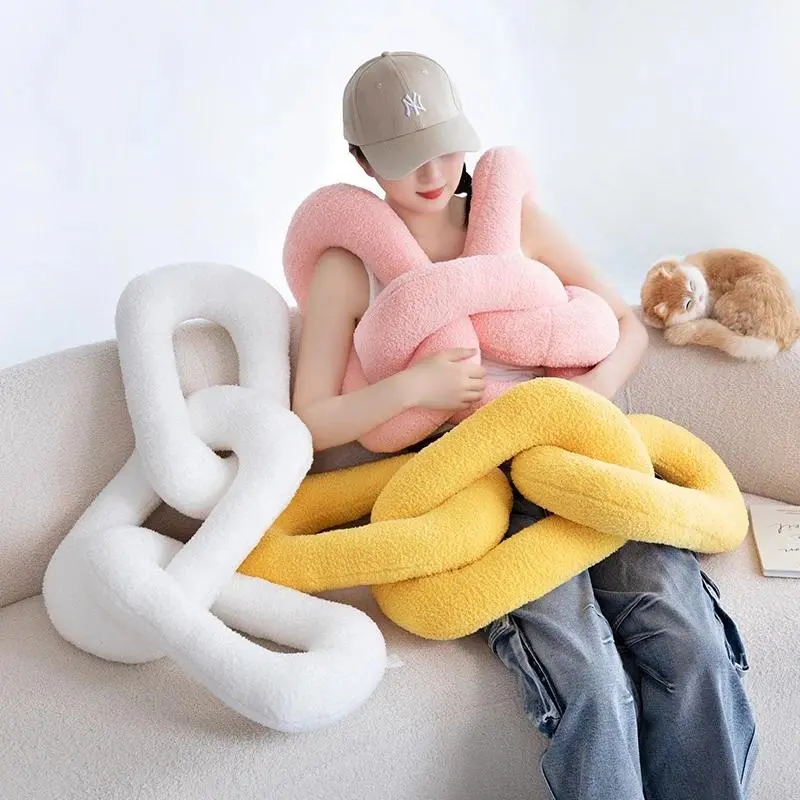 60-95CM Creative Iron Chain & Knot Pillow Stuffed Soft Sofa Cushion Nordic Style Home Plush Decoration Irregular Shaped Plush