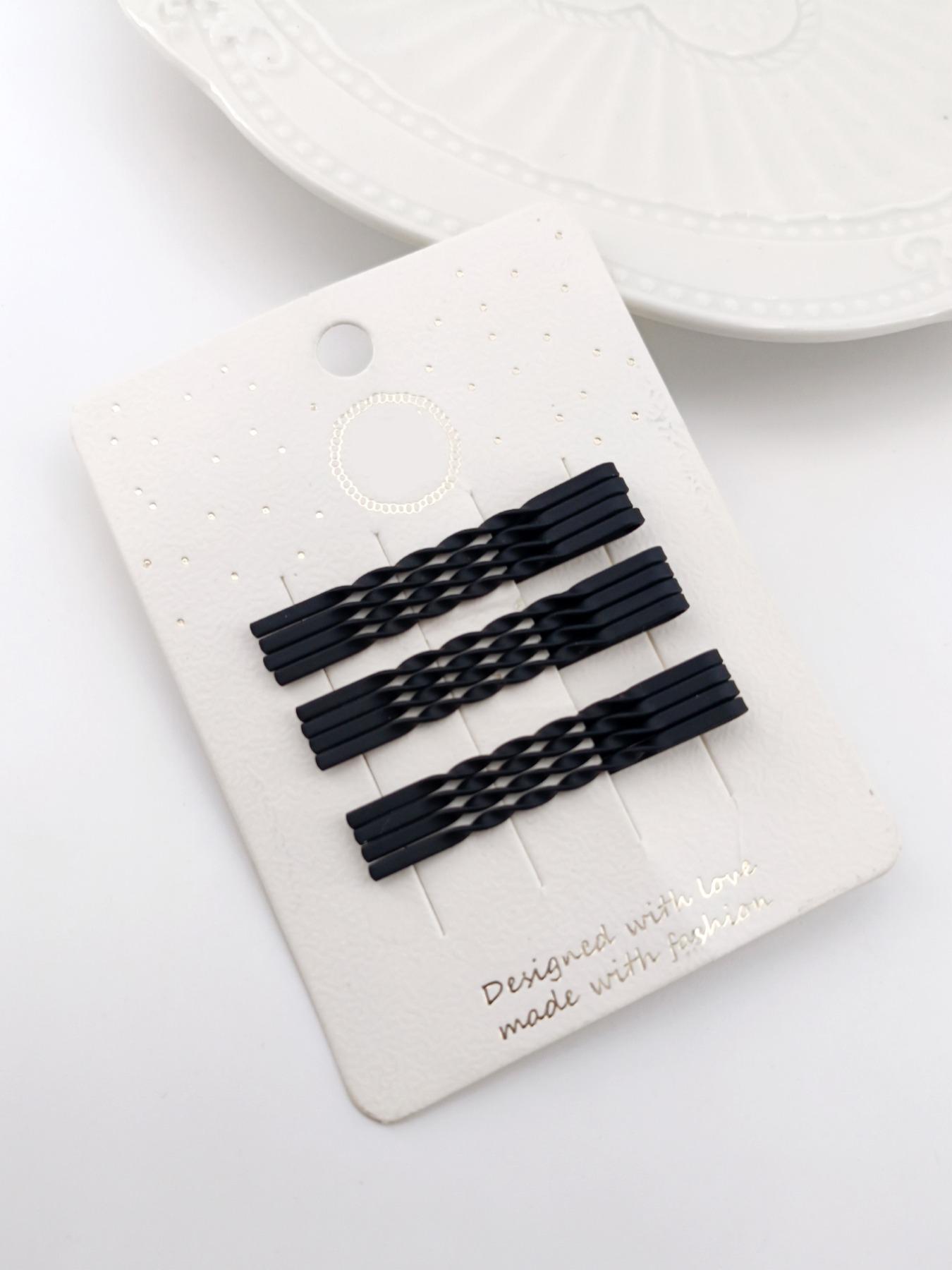 1 Pack of 12 Hair Clips, 5.5cm Braided Straight Clip, Simple Solid Color, Fragile Hair Organization, Daily Use Accessory