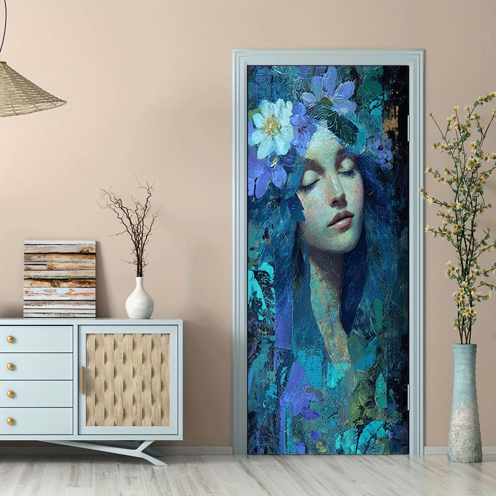 2 This wall sticker features a dreamy scene of a woman blended with ...