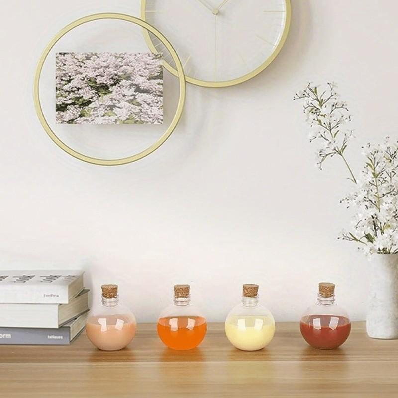 Transparent Plastic Ball-Shaped Potion Bottle with Cork, Sand Art Container, Party Drink Bottle, DIY Craft Bottle, Essential Oil Bottle