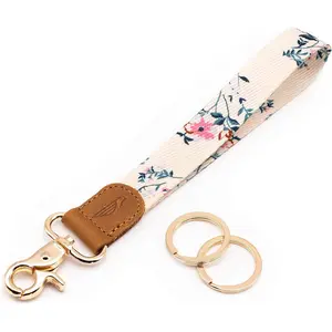 Cute Keychain Wristlet for Women and Men, Short Wrist Lanyard for Keys, Key Chain Strap for Car Keys, Wallet, ID Badge & Phone - Bloom