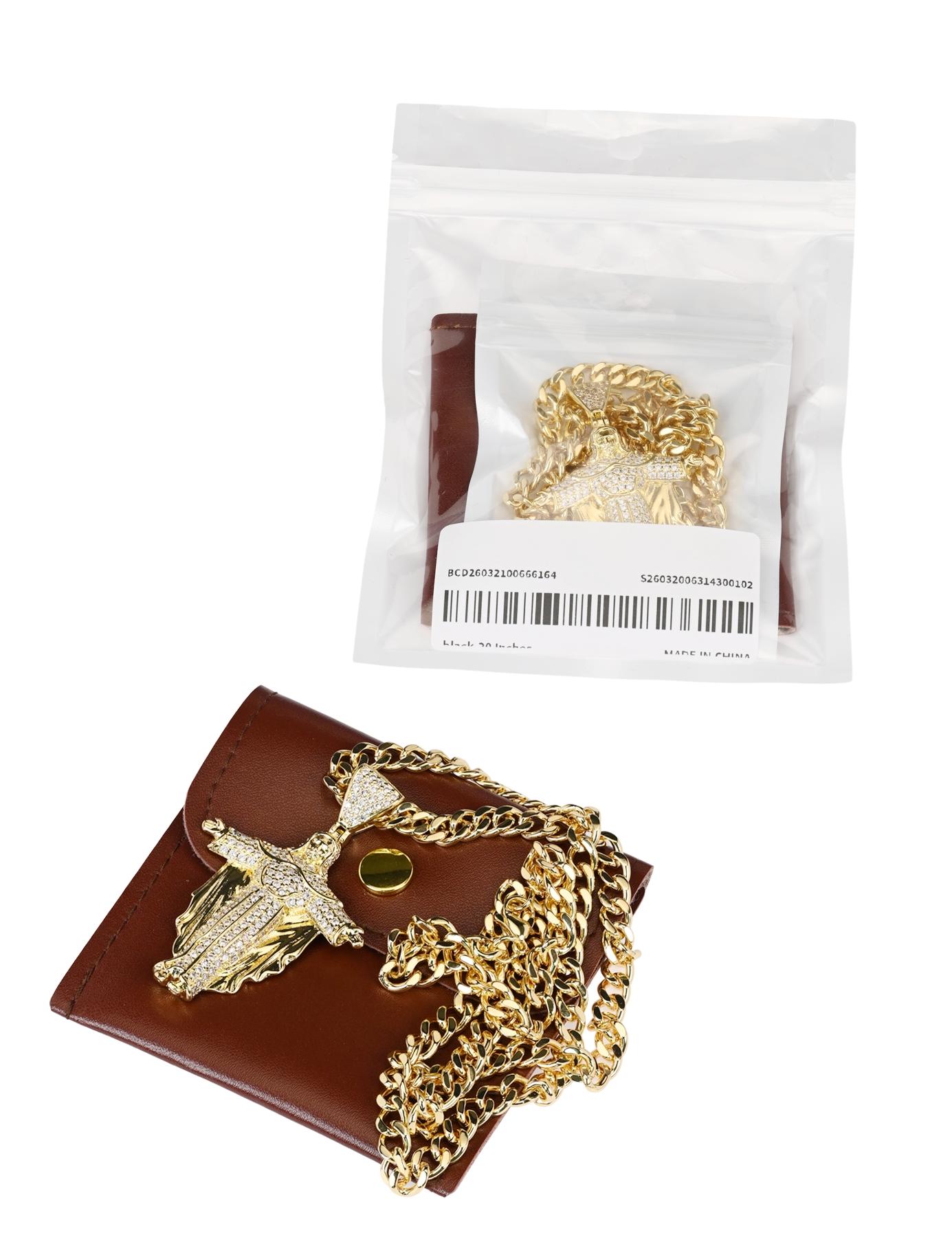 16K Copper Inlaid Zircon New Hip-hop Portrait Cross Pendant Necklace # Jewelry / Stainless Steel Chain / Colorfast / Hypoallergenic / Couple / Festival / Party / Ideal Gift