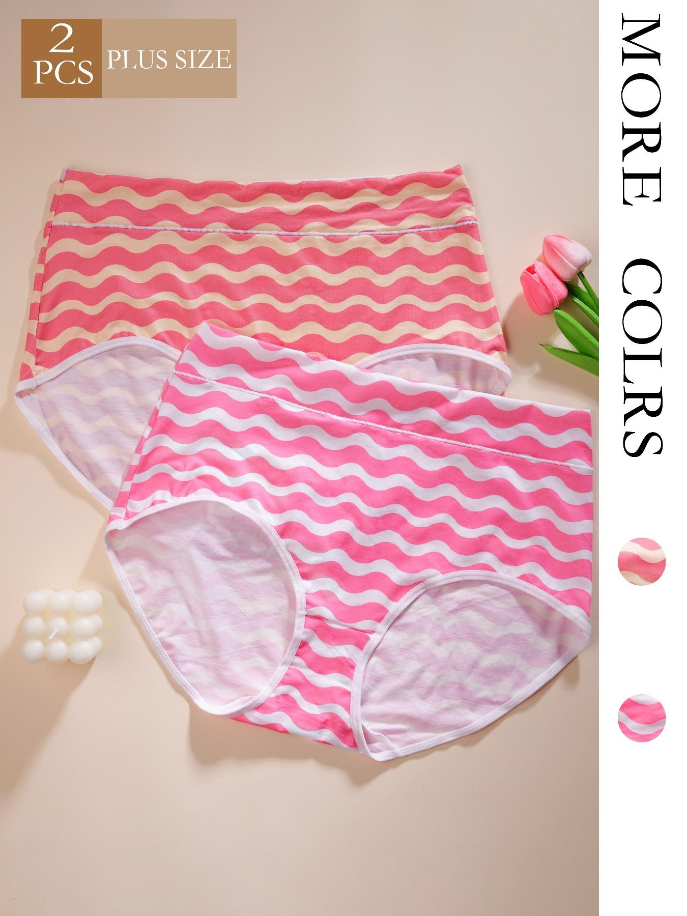 Plus size Women's Mid-Waist Underwear, Breathable Elastic Comfort Panties, Casual All-Seasons Briefs, Multiple Colors Available