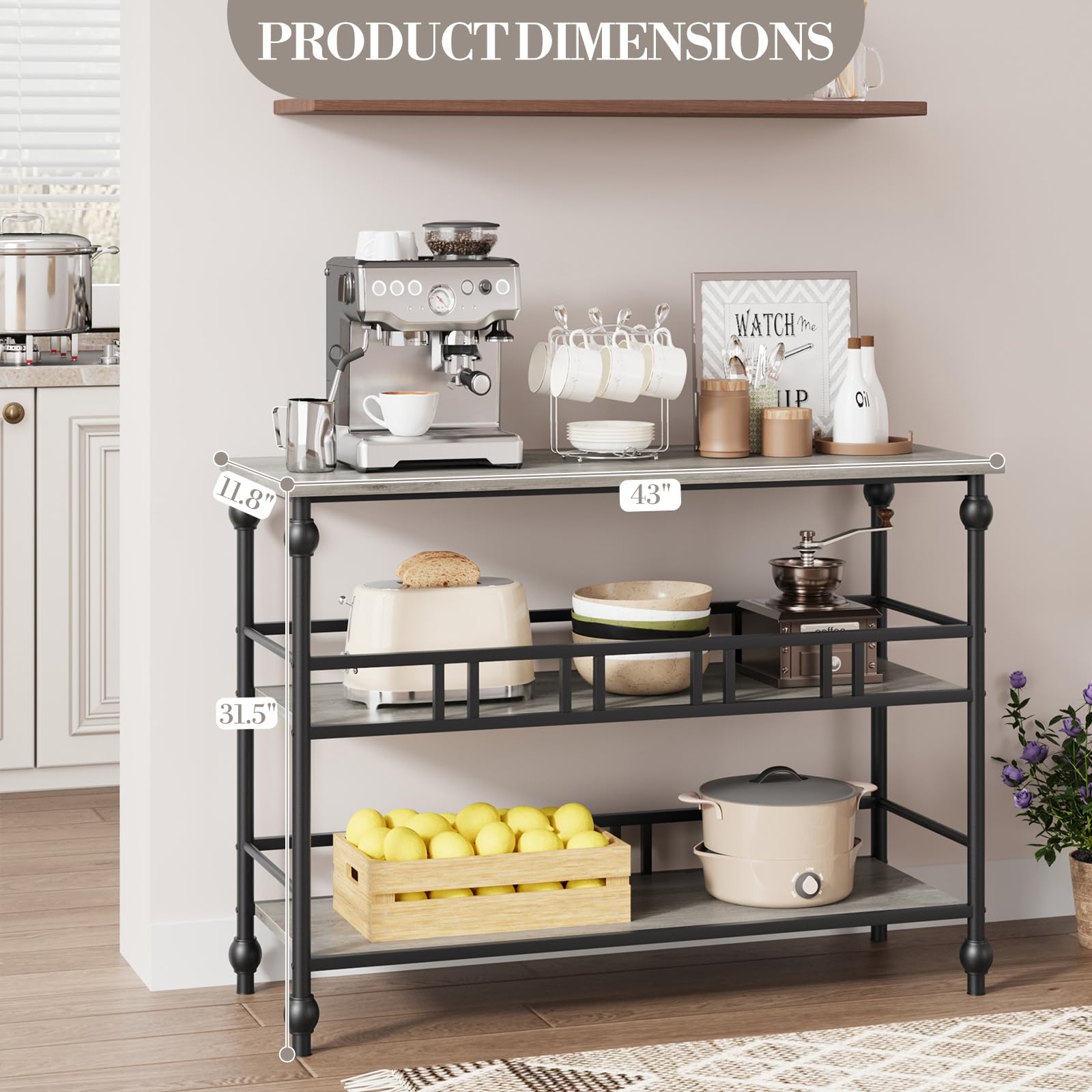 43" Extra-Space 3-Tier Console Table Narrow Sofa Side Table with Ample Shelves for Living Room, Hallway & Bedroom 43" Extra-Space 3-Tier Console Table Narrow Sofa Side Table with Ample Shelves for Living Room, Hallway & Bedroom