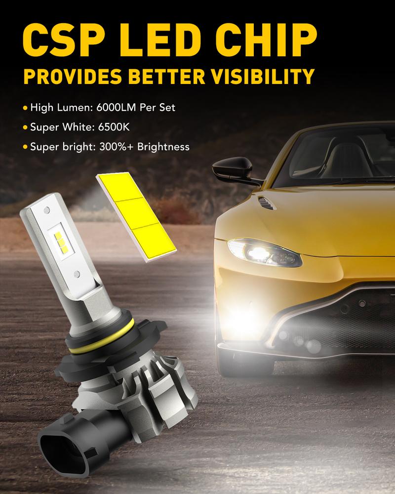 AUXITO 9145 H10 LED Fog Light Bulbs, 6000 Lumens 6500K Cool White Light/3000K Amber Yellow Light, 300% Brightness H10 9140 9045 9040 Led Fog Lights, CSP LED Chips, DRL Replacement for Cars, Pack of 2