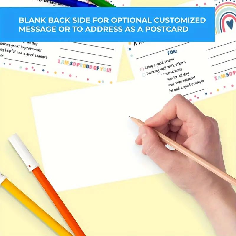 Rainbow Pattern Teacher Mail Card, 50pcs/pack Teacher Encouragement Card, Positive Behavior Encouragement Note for Students, School Classroom Reward Card