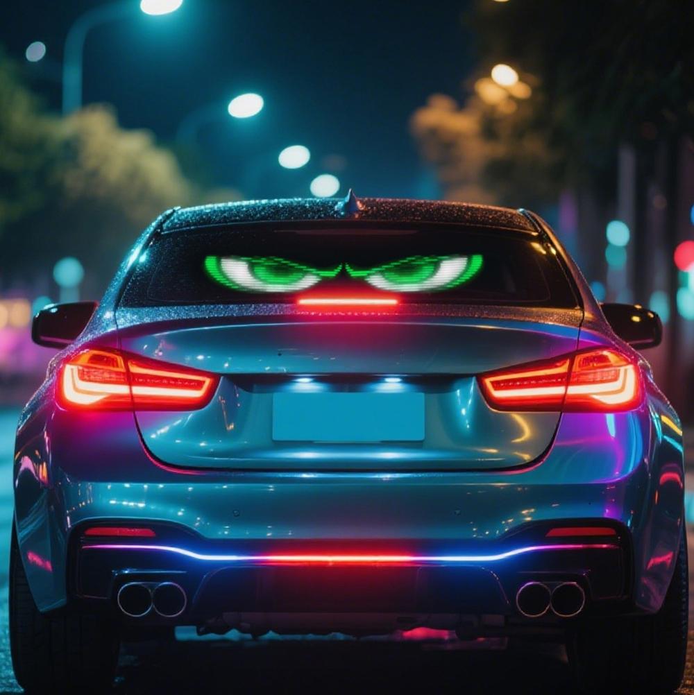 Devil's Eye LED Lights for Trucks, Car Decals, APP-Programmable Scrolling Bright Advertising Signs, Customizable Text Patterns for Pickup/suv/cars, Car Accessory