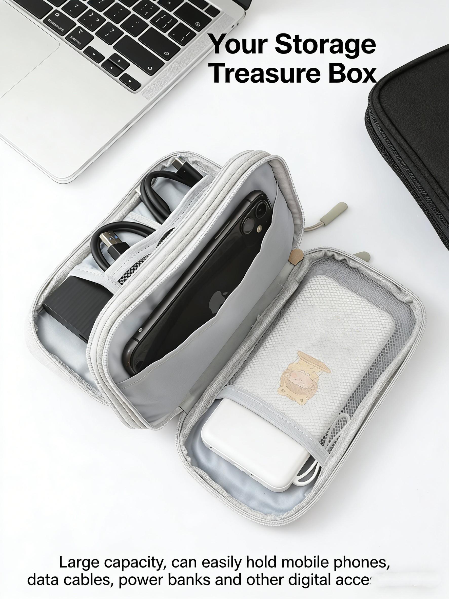 New Makeup Bag Charger Data Line Storage Box USB Flash Drive Mobile Hard Disk Phone Case Earphone Digital Organizer