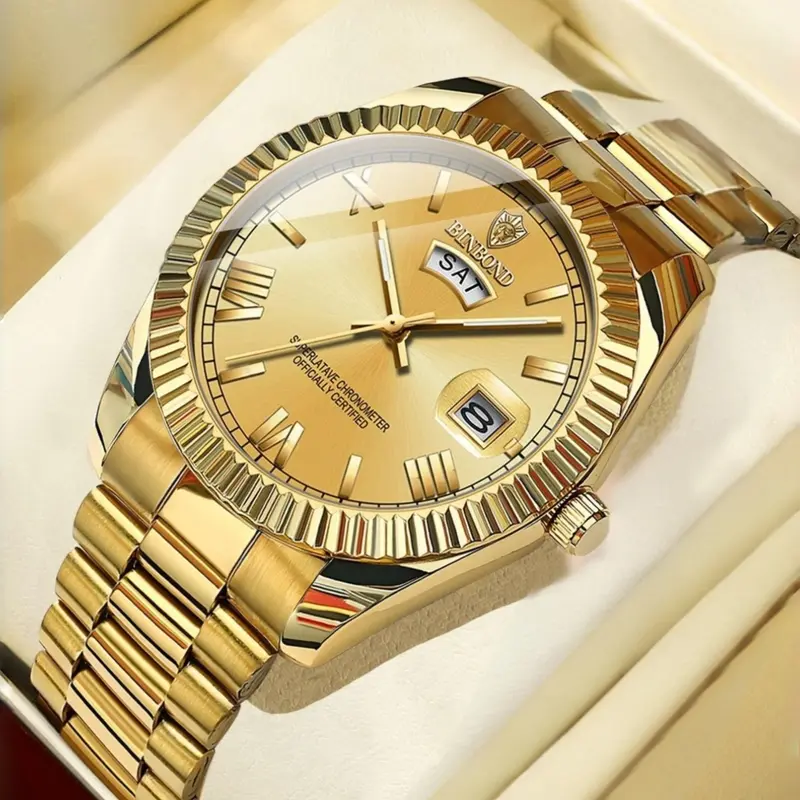 Luxury Men's Watch, Stainless Steel Case, Quartz Movement, Waterproof, Business Dress Watch, Quartz Analog Watch, Perfect Gift