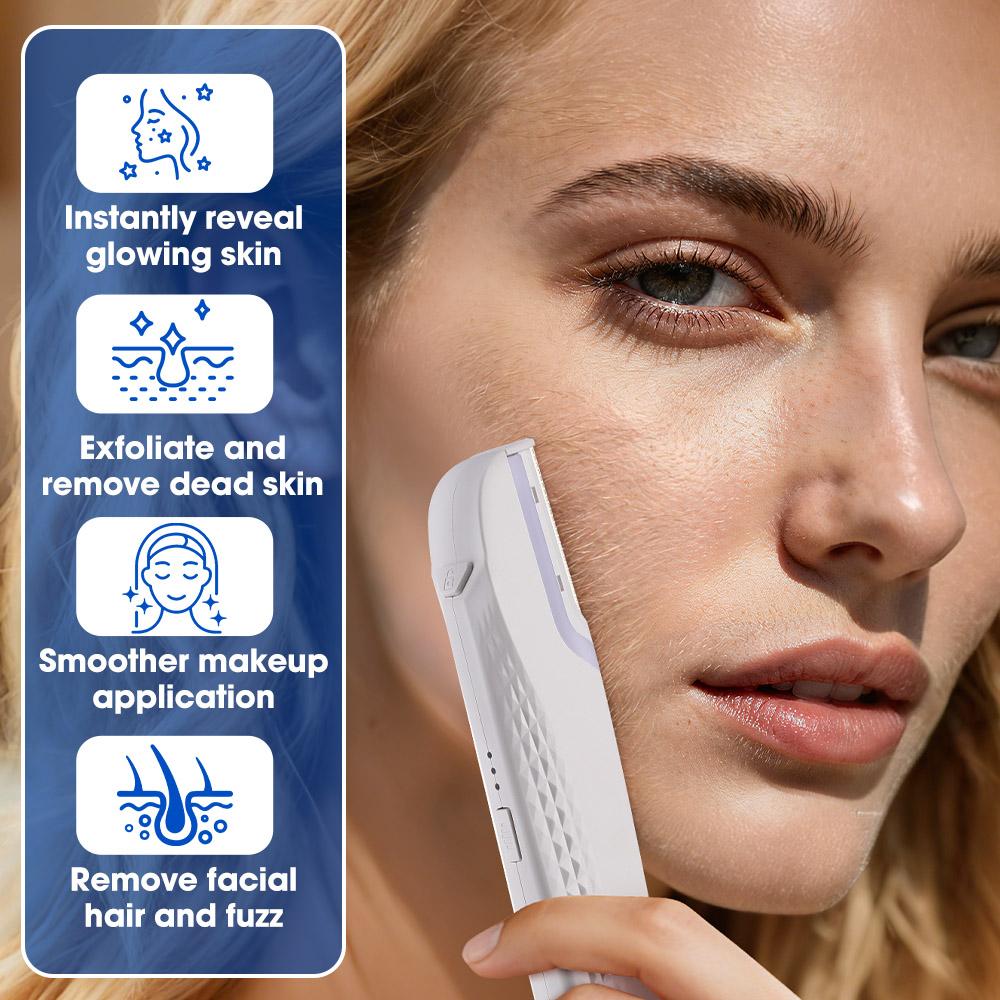Sonic Dermaplaning Tool for Face Hair Trimmer Peach Fuzz Remover for Face & Eyebrows, Rechargeable Cordless Portable Shaver with 6 Replacement head ,Rechargeable Dermaplanes Razor