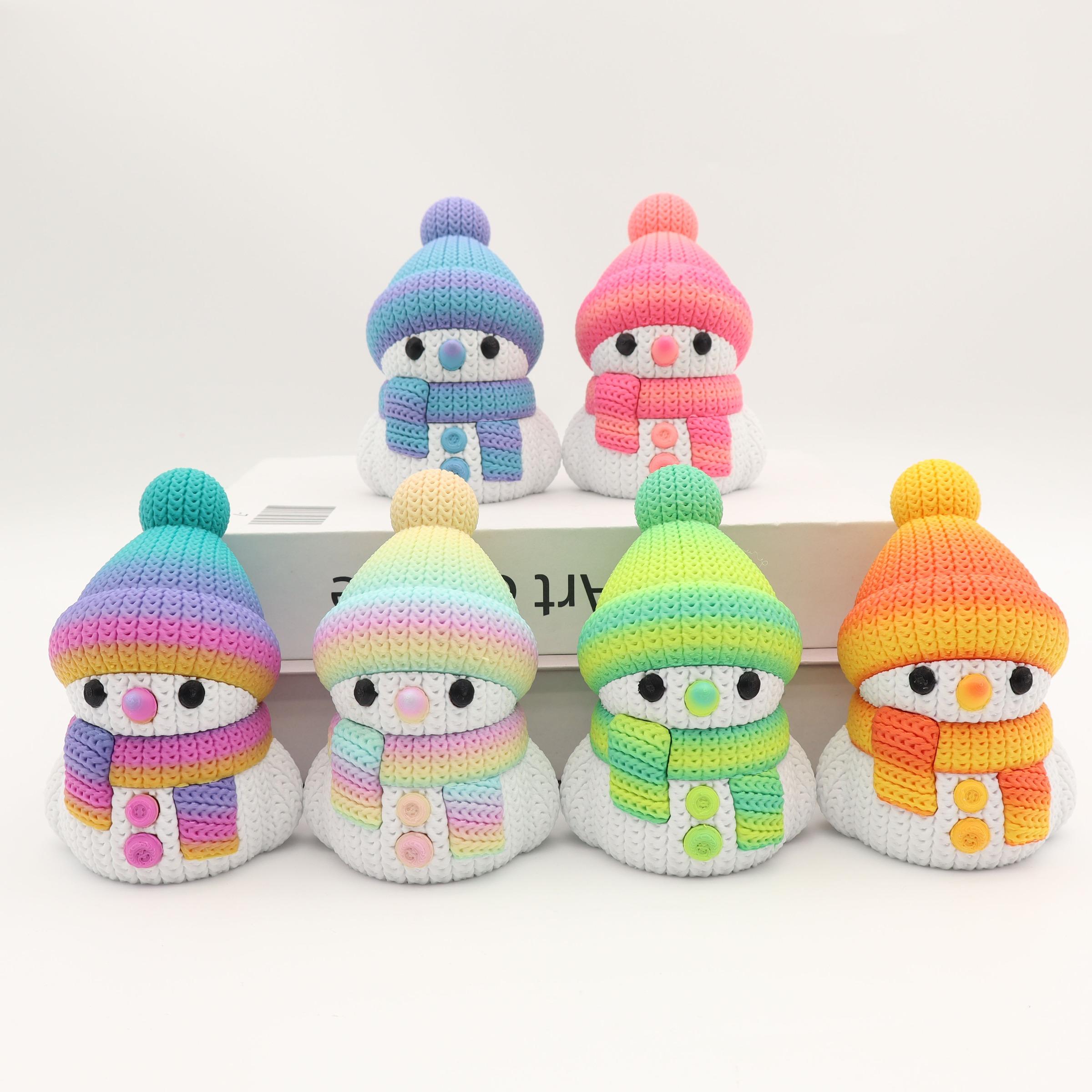 3D Printed Snowman Set, Home Decor Desktop Ornament, Halloween Christmas Gift, Suitable for Any Occasion, 1pc/6pcs, Desktop Statue