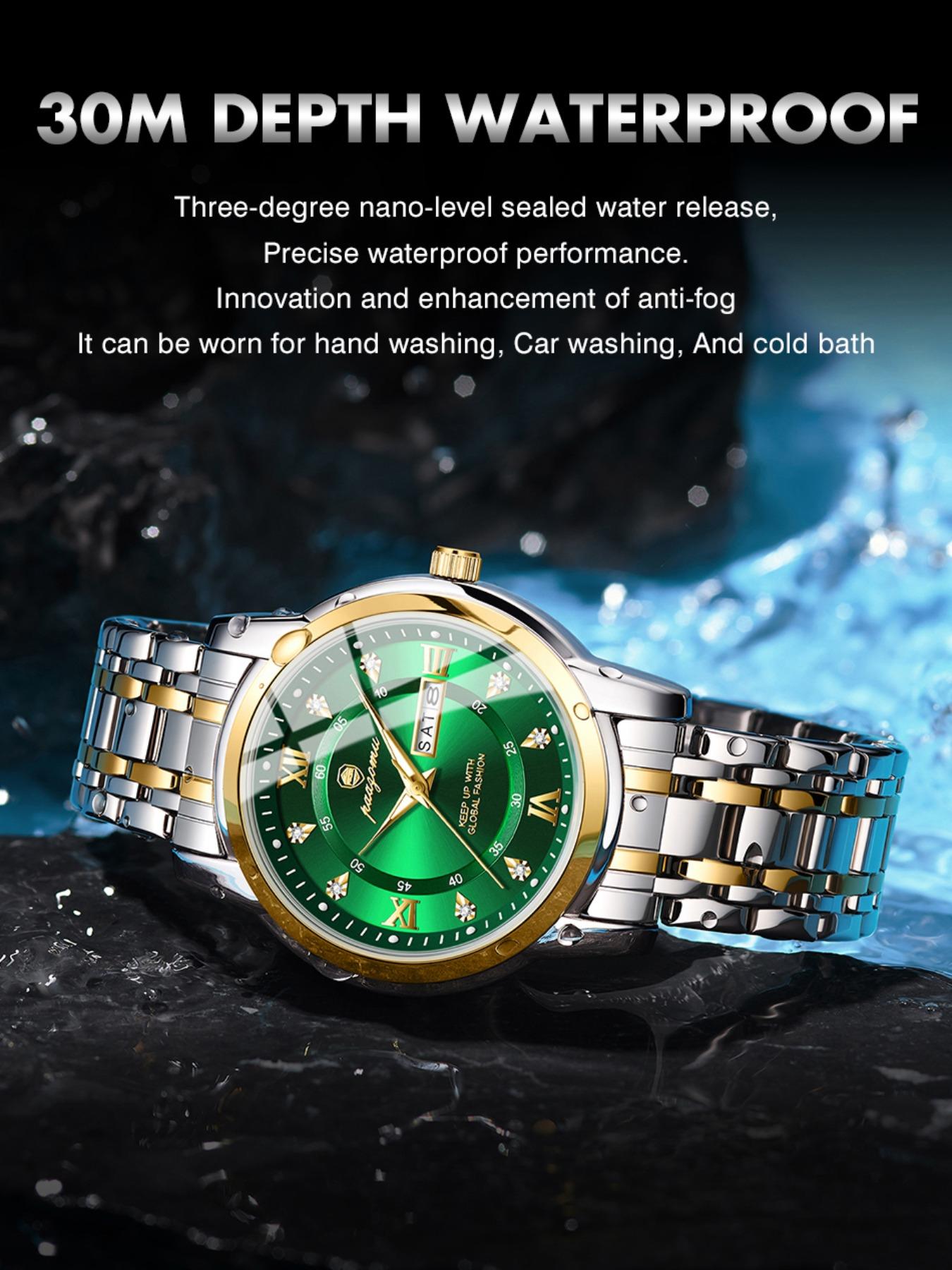 Paazomu Luxury Men's Watch, Waterproof Luminous Date, Stainless Steel Sport Fashion, Quartz Watch for Men, Stylish Male Clock