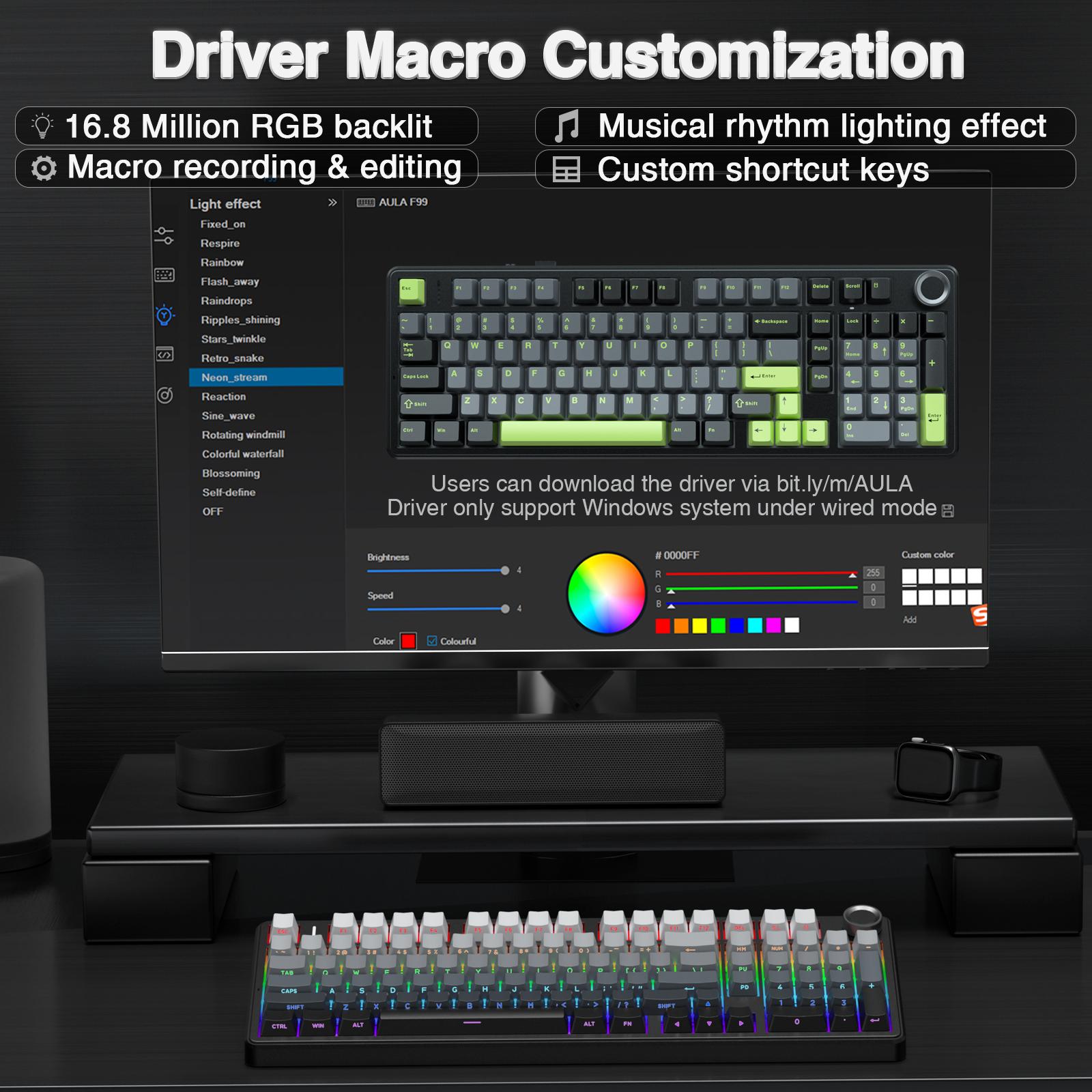 AULA F99 Pro Hot Swappable Wireless Mechanical Keyboard with Knob,Tri-Mode Connection BT5.0/USB-C/2.4GHz,Pre-lubed Switches,Gasket Structure,RGB Backlit Computer Gaming Keyboard (Side Printed Black) Creamy keyboard PC Accessoies TikTokShopfalldealsforyou AULA F99 Pro Hot Swappable Wireless Mechanical Keyboard with Knob,Tri-Mode Connection BT5.0/USB-C/2.4GHz,Pre-lubed Switches,Gasket Structure,RGB Backlit Computer Gaming Keyboard (Side Printed Black) Creamy keyboard PC Accessoies TikTokShopfalldealsforyou