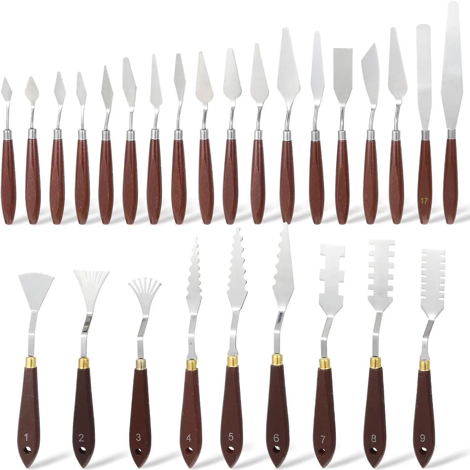 27 Piece Stainless Steel Palette Knife Set, Painting Knives with Plastic Handles, Art Spatula Pallet Knives for Oil, Acrylic Paint, Color Mixing Tools, Painting Accessories