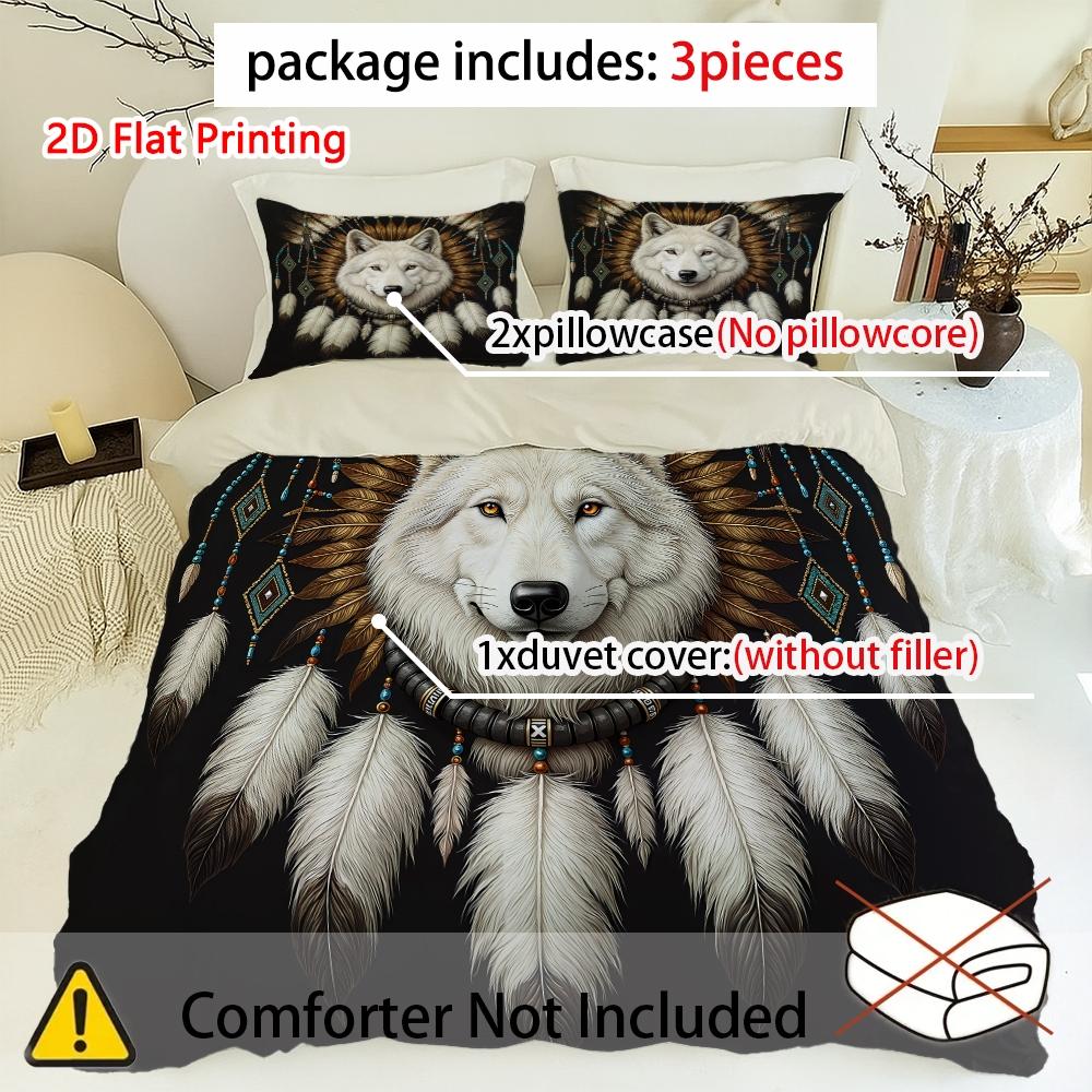 Wolf Pattern Bedding Set, Including 1 Count Bedspread & Pillowcase, Soft Comfortable Bedding Set for Bedroom, Comfy Bedding Set