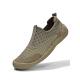 Men's Solid Color Mesh Breathable Slip-On Loafers, Soft Sole Anti-Slip Hand-Stitched Walking Shoes, Lightweight Casual Dad Shoes