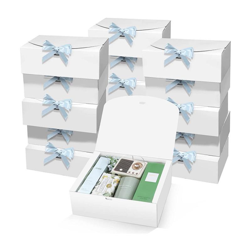 Gift Box Set With Lids, Deluxe Black Gift Box With Ribbon, Proposal Boxes, Best Man Proposal Boxes, Bridesmaid Boxes, Chocolate Candy Boxes For Graduation Gifts. Gift Boxes With Bow Ribbon Packaging Suitable For Weddings, Engagements, Birthday