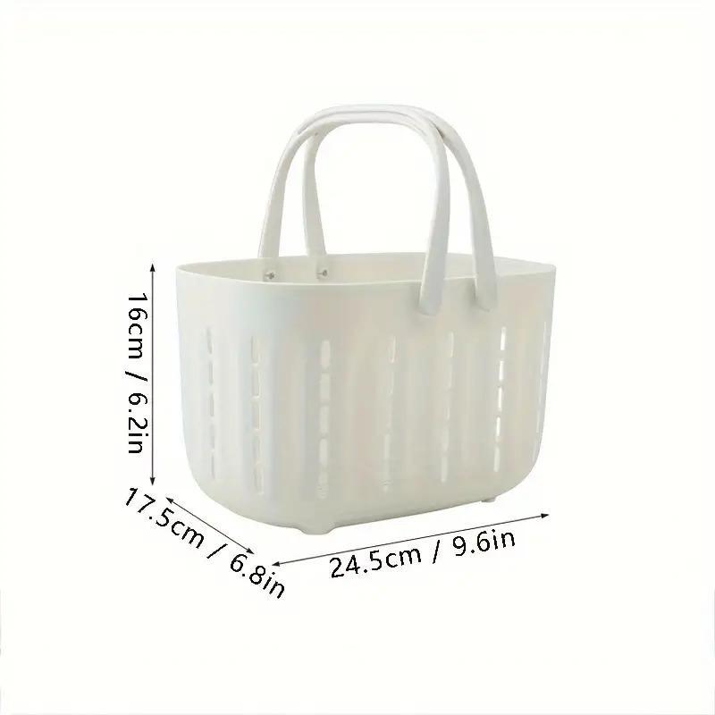 1 Shower Storage Basket with Drain Holes - No Installation, Lightweight Bathroom Storage Shelf with Handle, Suitable for Bathroom, Kitchen, Travel - Easy-Clean Plastic Material, Built-in Shower Organizer, Perforated Design, Sturdy Handle, Compact