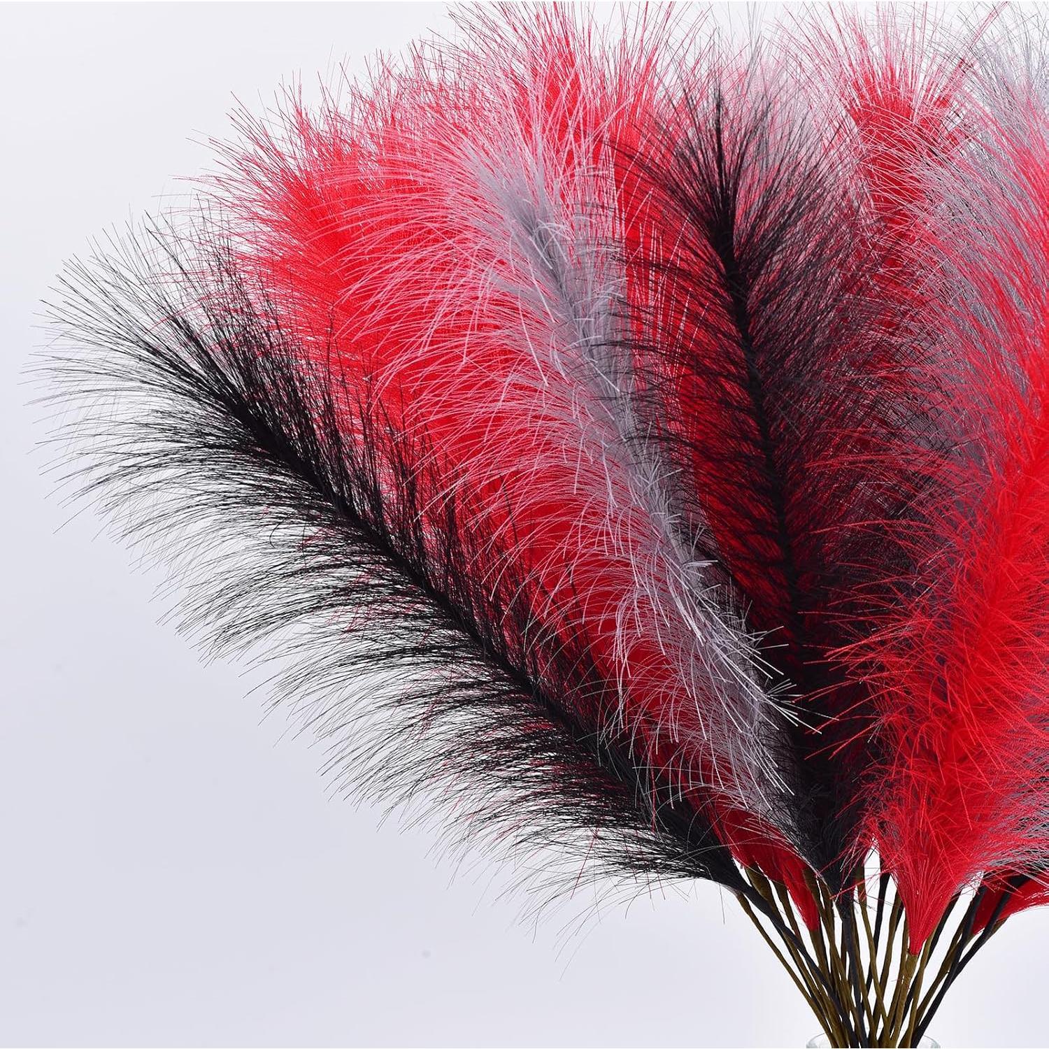 Red Pampas Grass Decor,23Inch 12 count Faux Pampas Grass Bouquets Artificial Pampas  Pampas Flower for  Living Room Bedroom Vase Decor