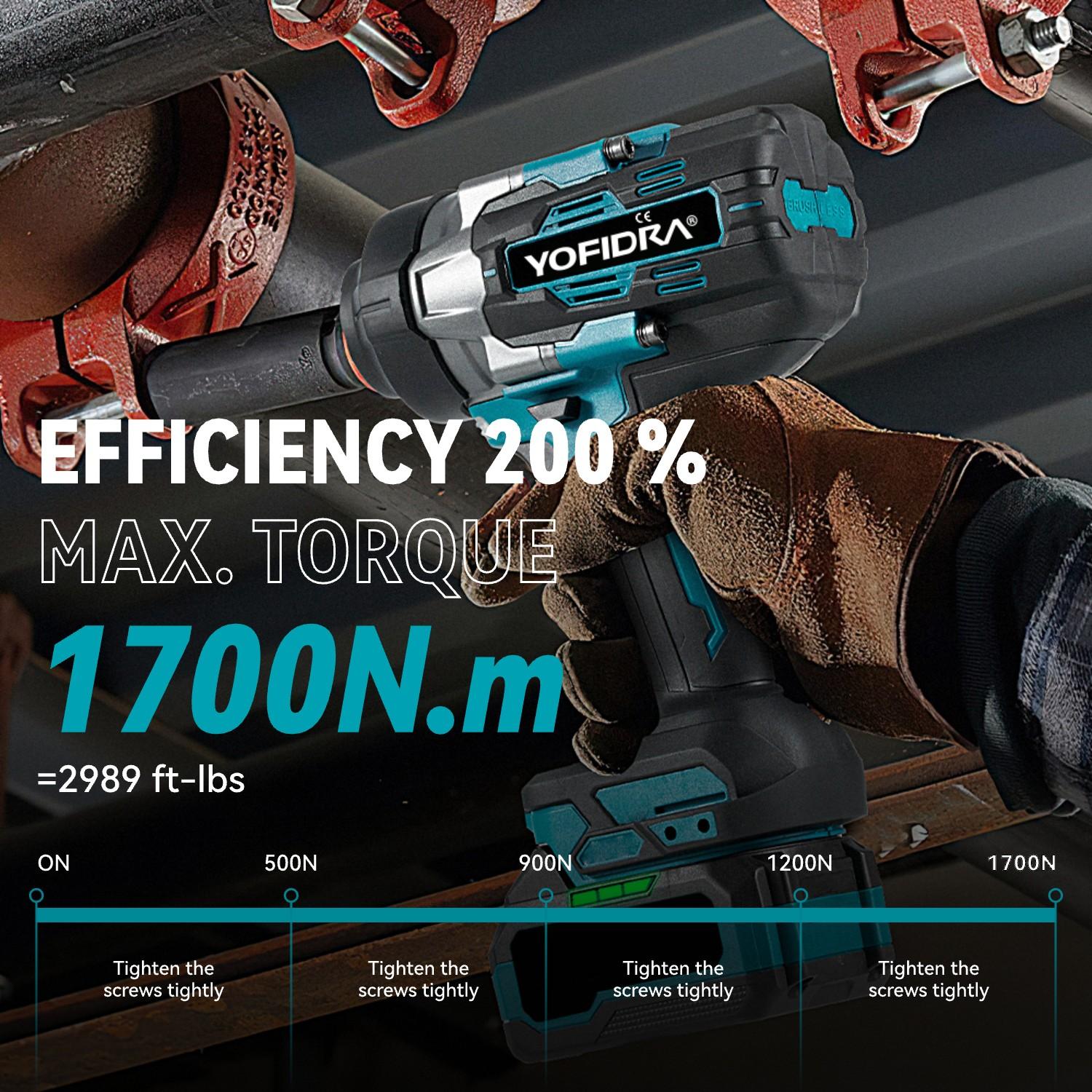 Yofidra Battery Impact Wrench 1700 N.m, 3 Gears 1/2 Inch Akuu Rotary Impact Wrench Brushless Motor, 2 x 3000 mAh Impact Wrench Battery with Charger, LED Work Light, for Heavy Work, Car Repair Power Tools Power Tools Accessories Rechargeable Lithium Drill Yofidra Battery Impact Wrench 1700 N.m, 3 Gears 1/2 Inch Akuu Rotary Impact Wrench Brushless Motor, 2 x 3000 mAh Impact Wrench Battery with Charger, LED Work Light, for Heavy Work, Car Repair Power Tools Power Tools Accessories Rechargeable Lithium Drill