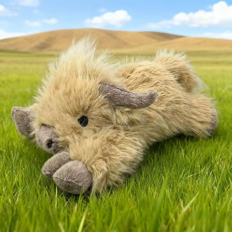3 sizes of Scottish Highland plush cow toys, cute fluffy cow plush doll pillows, Cute cow design, realistic plush decorations, suitable for adults and children's birthdays and Christmas gifts