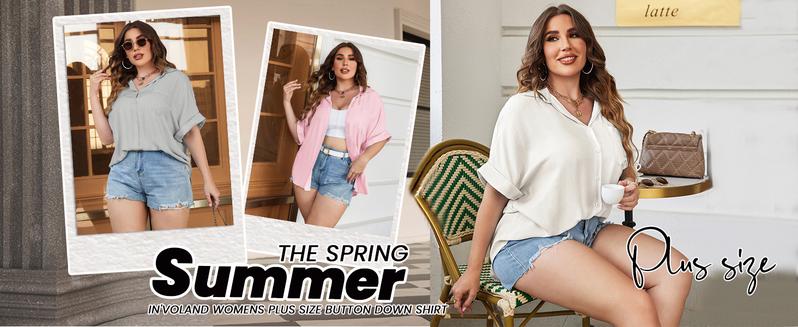 Plus Size V-Neck Casual Blouse – Short Sleeve Button Down Shirt for Women | US 2025 Deals for You Days Plus Size V-Neck Casual Blouse – Short Sleeve Button Down Shirt for Women | US 2025 Deals for You Days