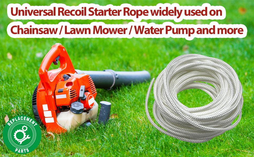 5.0mm x 10m High-Tensile Fiber Recoil-Type Starter Pull Rope - Universal Compatibility Long-Lasting Engine Replacement Part for Craftsman Chainsaws, Generators, Pressure Washers, Small Gas-Powered Engines