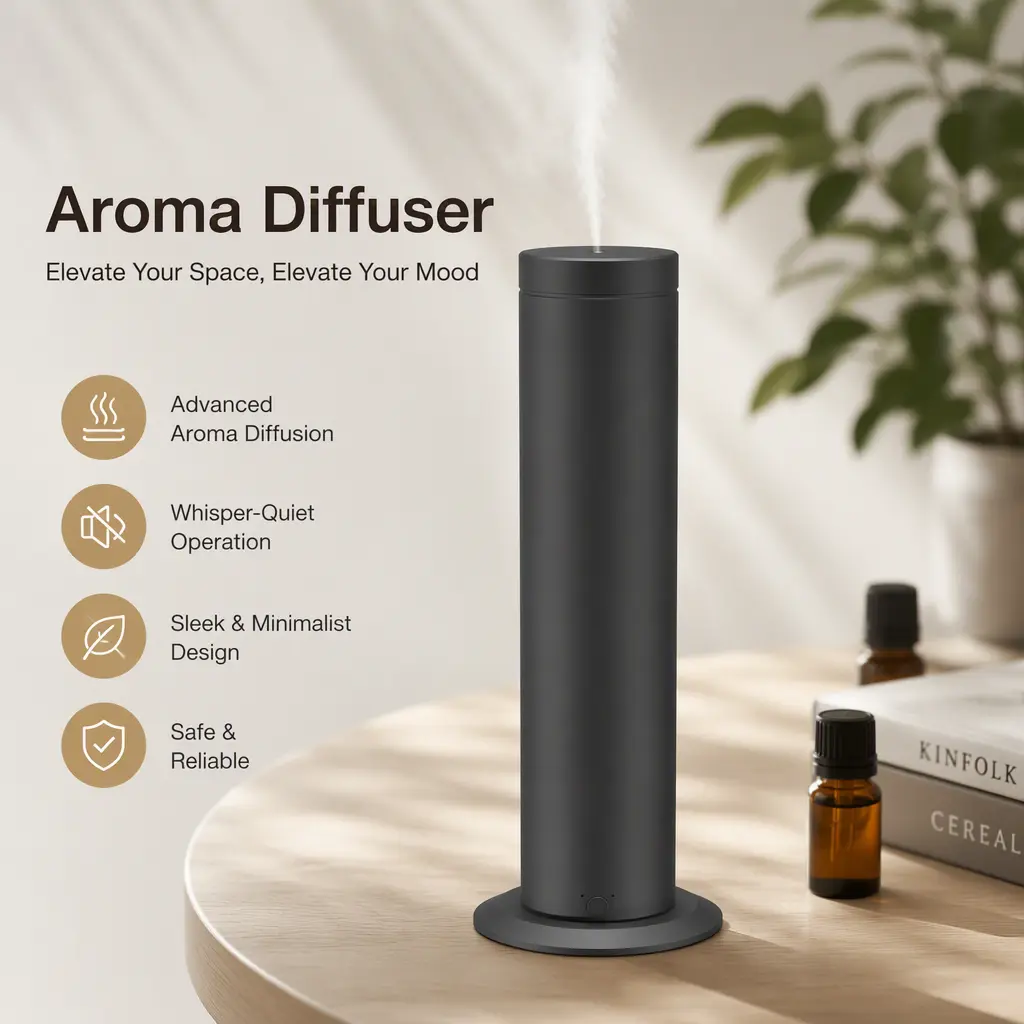 App Control Smooth Smart Aroma Diffuser Set - Home Fragrance System with 3 Essential Oils, Luxury Hotel-Inspired Scents, Ideal for Large Spaces Up to 1250 Sq Ft