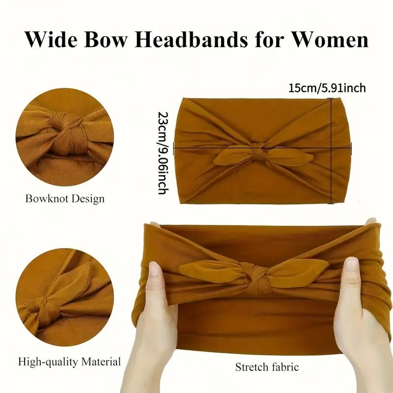 Fashion Solid Color Hair Tie, Soft Elastic Loose Headband with Elegant Bow Design, Comfortable for Daily and Vacation Wear, Headband Head Wrap