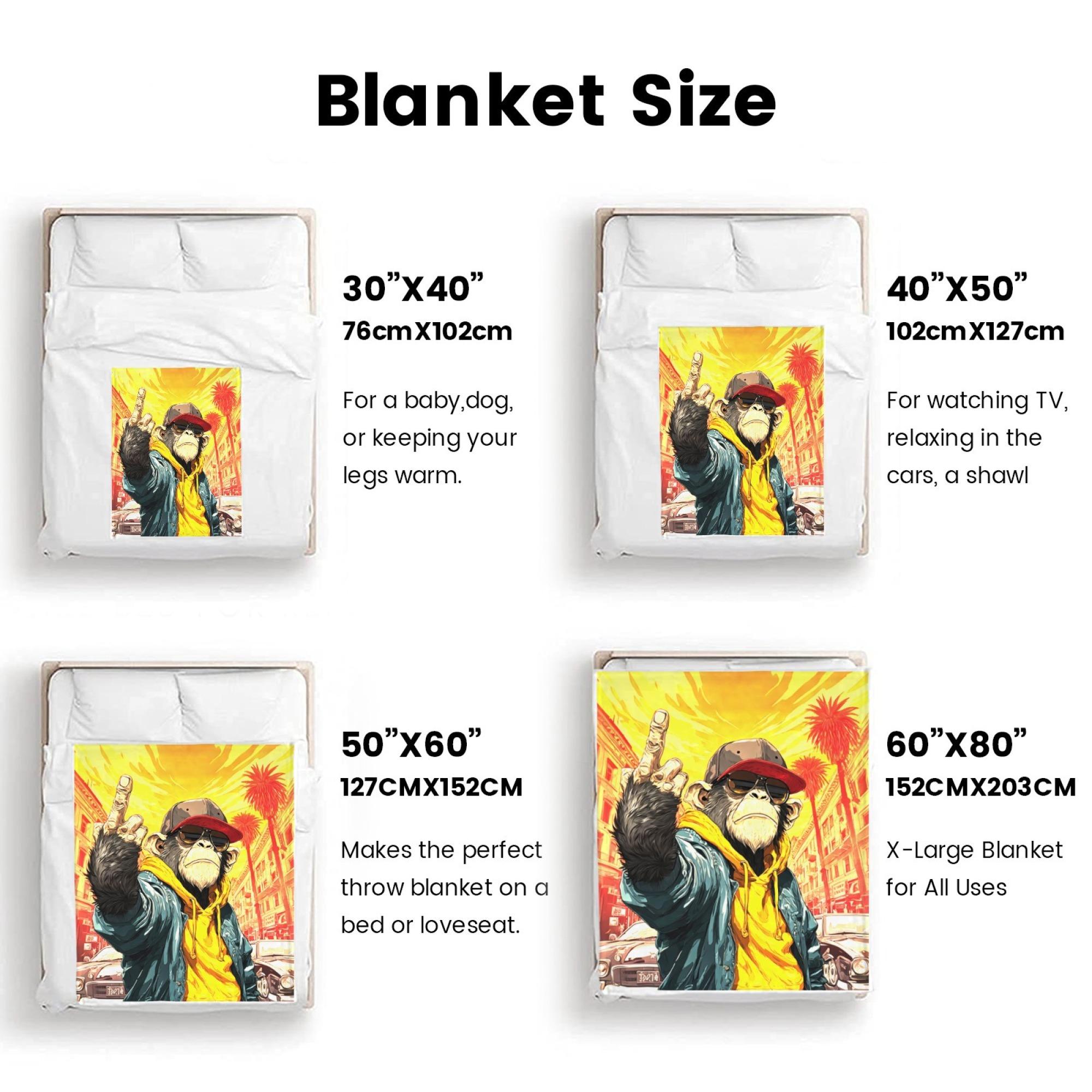 Fun monkey face blanket, made of soft flannel, a must-have for home décor and camping, a unique gift for animal lovers, warm and durable, a Christmas gift choice, a dreamy woven home decor item.