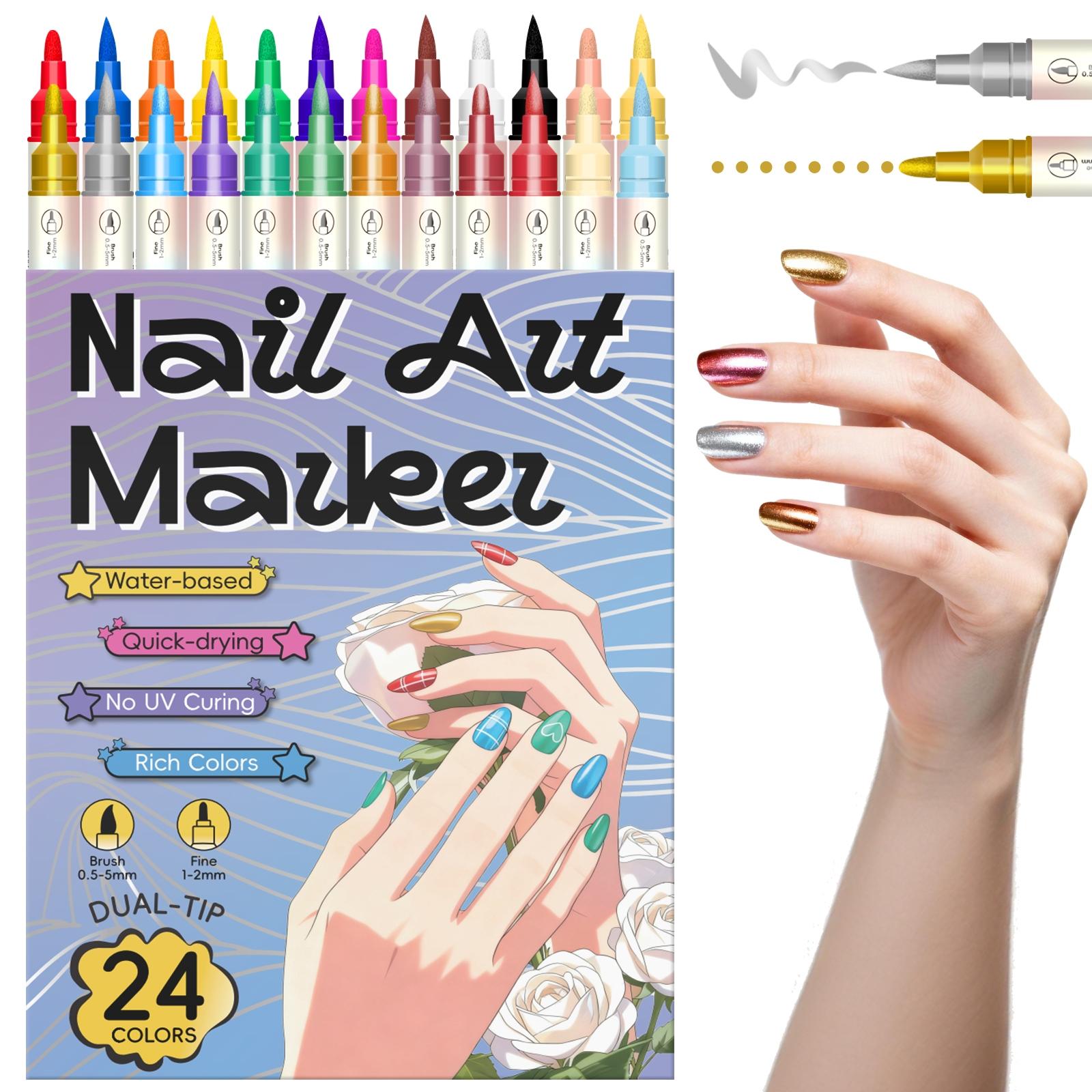 12 Color 3D Nail Art Pens Set,Nail Pens Nail Point Graffiti Dotting Pen Drawing Painting Liner Brush for DIY Nail Art Beauty Adorn Manicure Tools Nail Design Pen