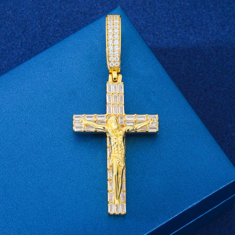 【#P644】Crucifixion Jesus Cross Pendant UCCIYO S925 Sterling Silver Synthetic Moissanite Pendant Necklace for Women Men Hip Hop Jewelry Gift