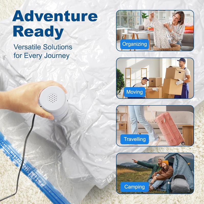 Vacuum Storage Bags with Multiple Sizes Electric Air Pump Space Saver Bags, Vacuum Sealed Bags for Comforters, Blankets, Clothes Storage