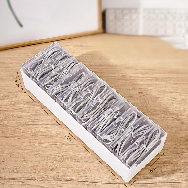 Multi-Function Cable Organizer Box, Home Charging Cable Storage Solution, Tangle-Free Cord Separator & Accessory Holder, Desk Supplies Set, Desk Organizer Tidy