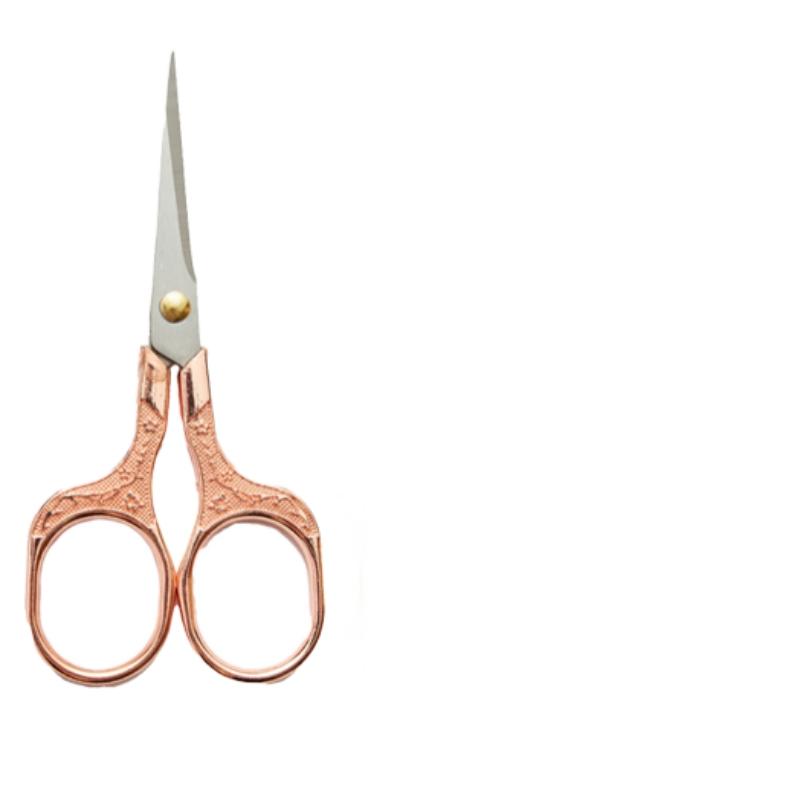 Vintage Engraved Stainless Steel Scissors, Sharp Point Eyebrow Trimmer, Handmade Paper Cutter, Home Office Use, Durable & Precise