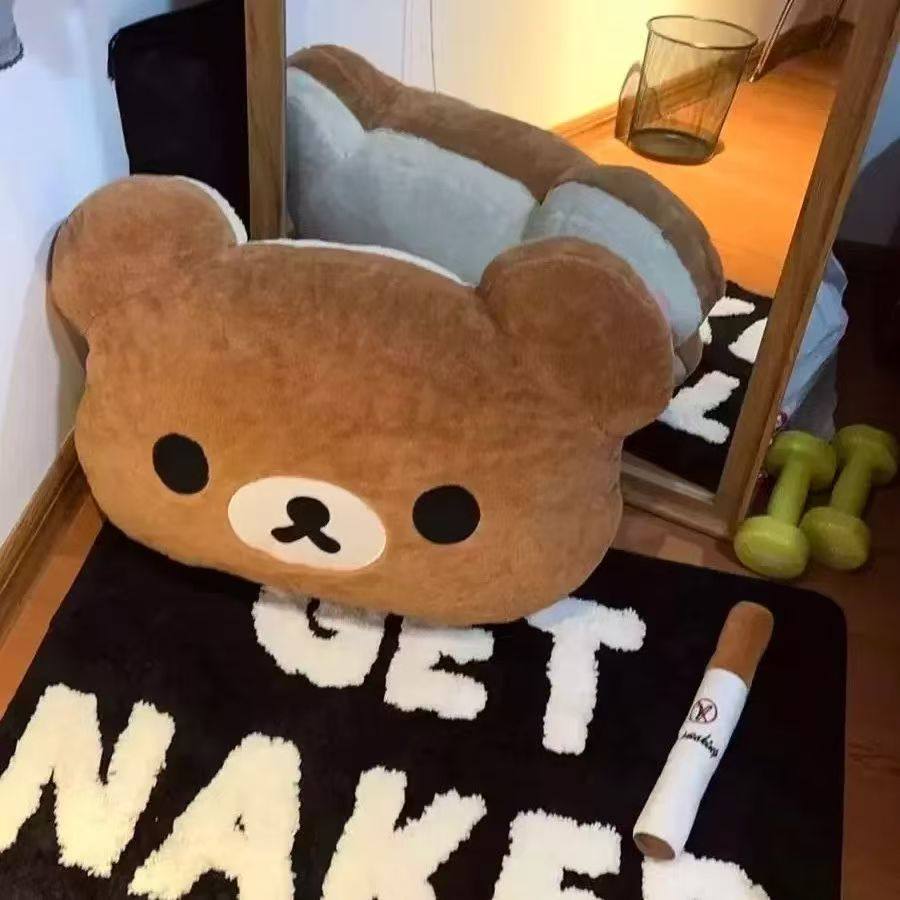 Rilakkuma Plush Pillow Soft Stuffed Bear Cushion Cute Cartoon Throw Pillow Home Bedroom Sofa Decor Comfort Sleeping Doll Gift