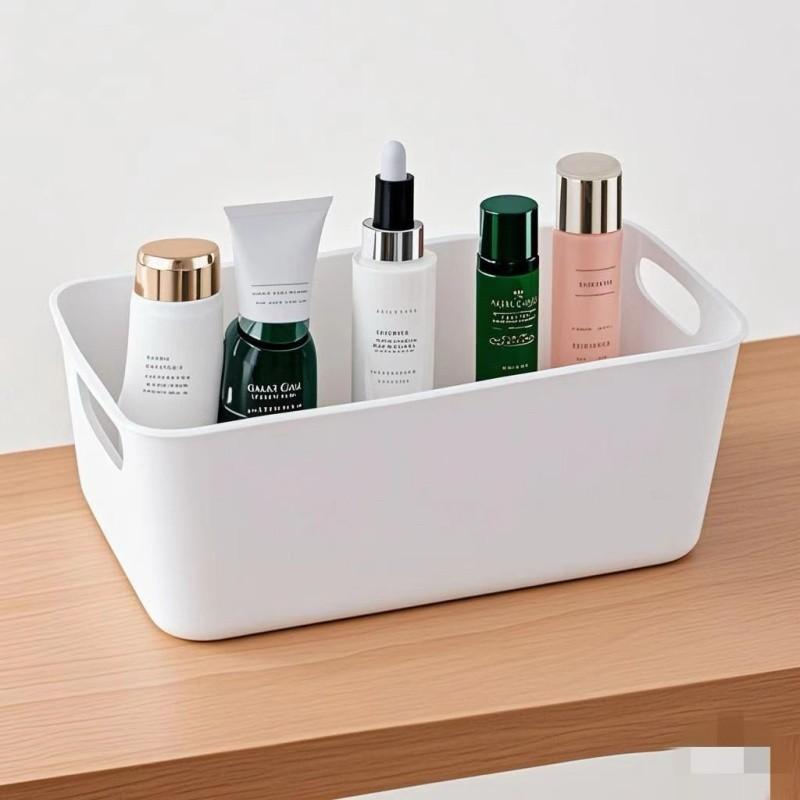 Rectangular Storage Box Drawer Organizer, Living Room Snacks Stationery Cosmetics Holder, Stackable Plastic Container, Kids School Supplies Basket